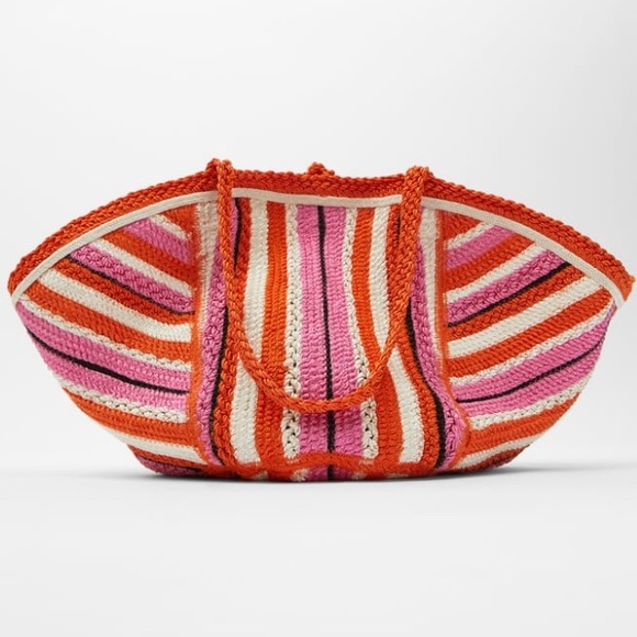 Zara Handbags - Zara multicolored crochet shopper
